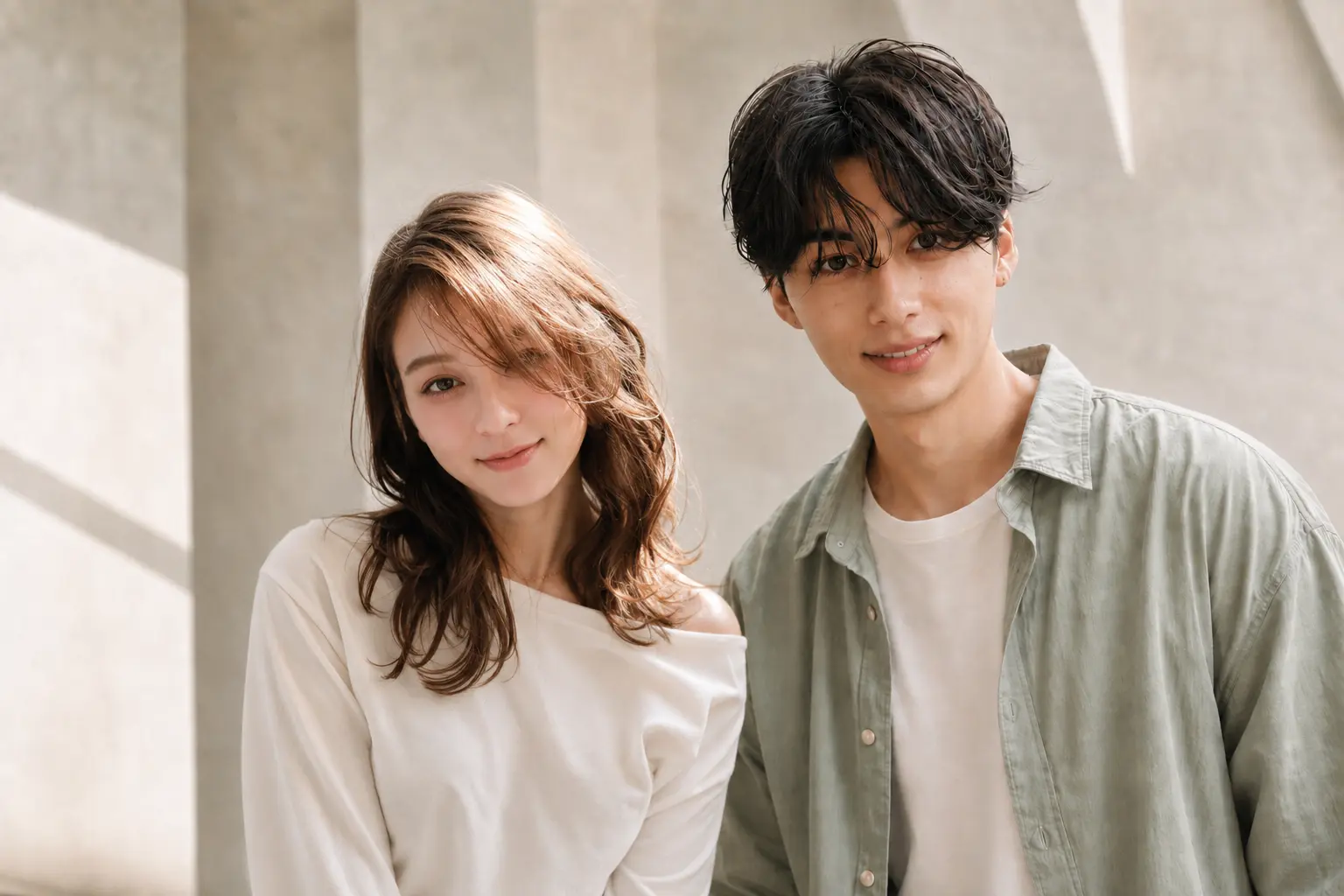 明るい笑顔と艶のあるヘアスタイルの男女